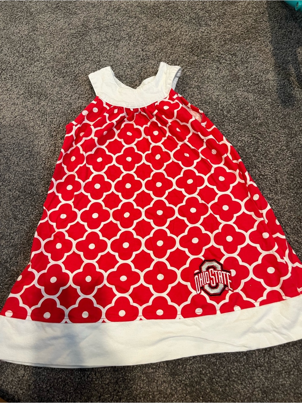 Ohio State Red Floral Girls' Dress with White Trim 3t
